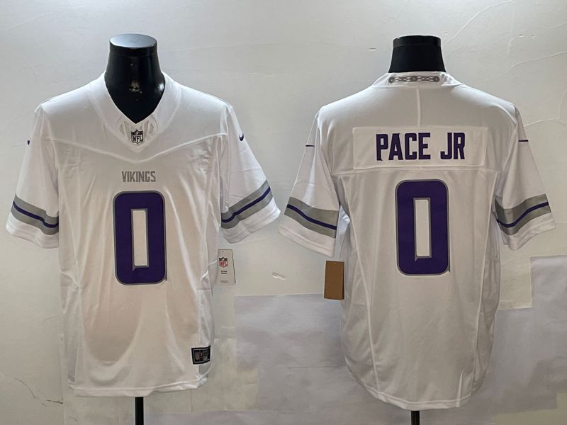 Men Minnesota Vikings 0 Pace jr White Throwback Three generation 2024 Nike Limited NFL Jersey style 1